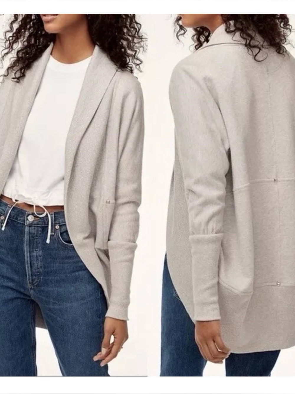 ARITZIA Wilfred Diderot Sweater Cardigan Oatmeal Grey Sz XXS Cocoon Lounge